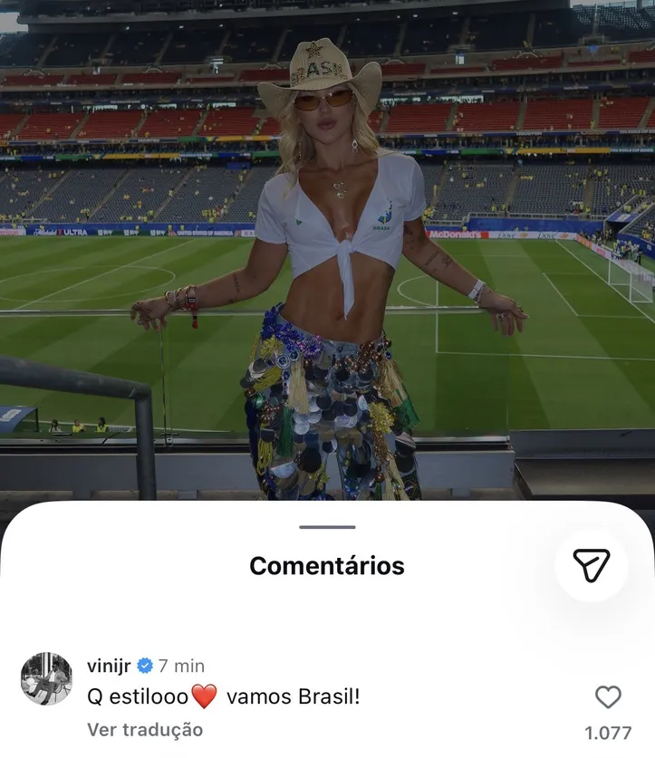 Comentário de Vini Jr na foto de Virginia