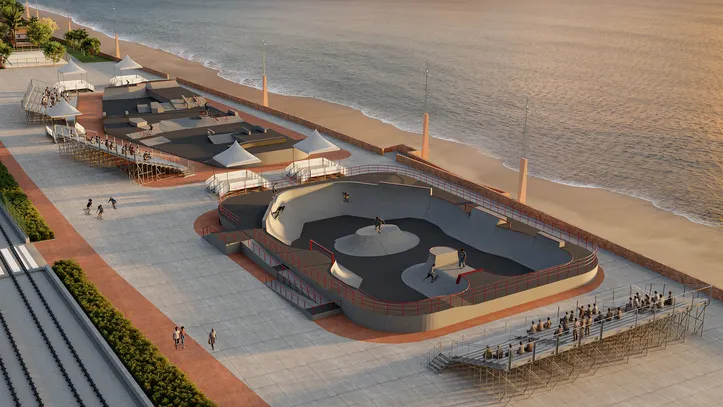 Skatepark de padrão olímpico integrado ao VLT