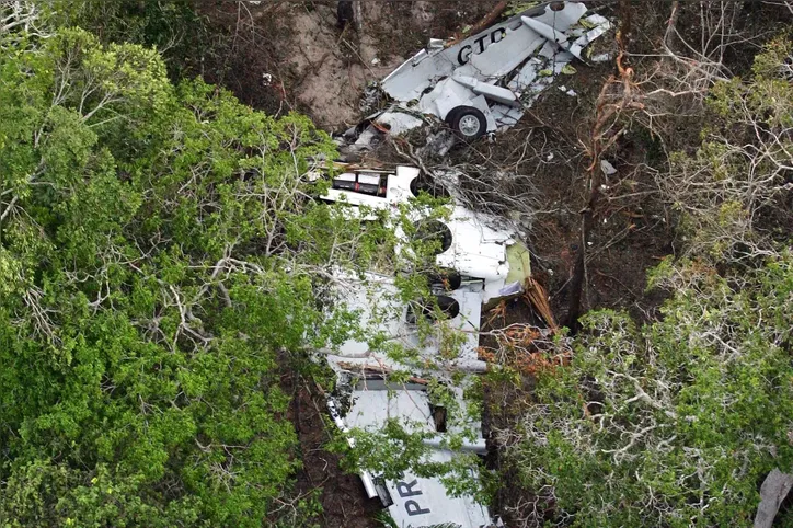 Destroços do Boeing 737 da Gol que caiu no Mato Grosso
