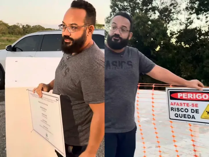 Deputado Leandro de Jesus arrancou placa da rodovia Gabriela