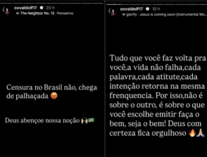 Osvaldo critica "censura" no Brasil de