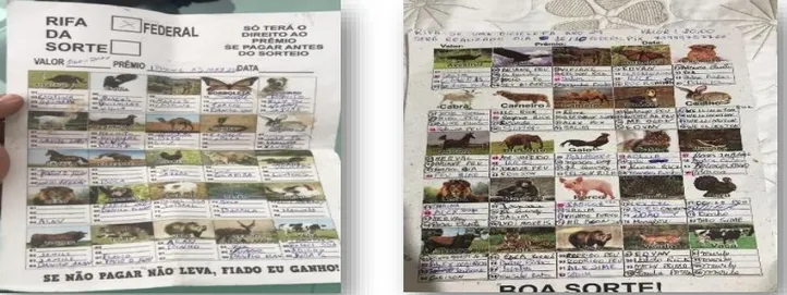 Cartelas com resultados do jogo do bicho da organização criminosa obtido pela investigação do MPBA
