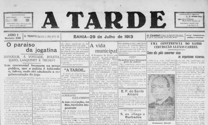 Capa do Jornal A TARDE