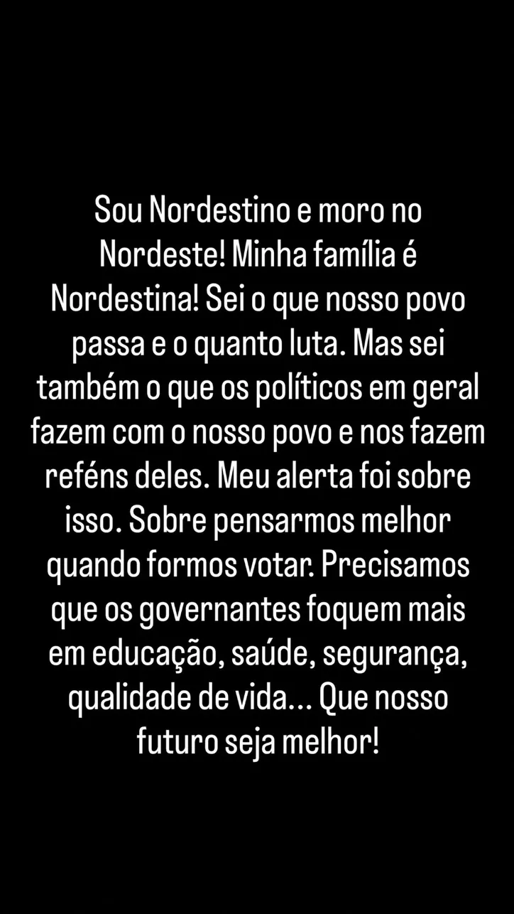 Pronunciamento do jogador nas redes sociais