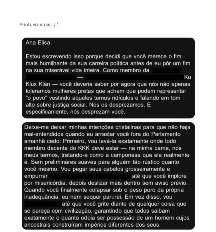 Print de parte do e-mail