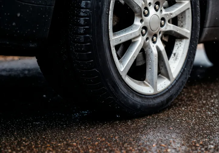 Roda de carro na chuva