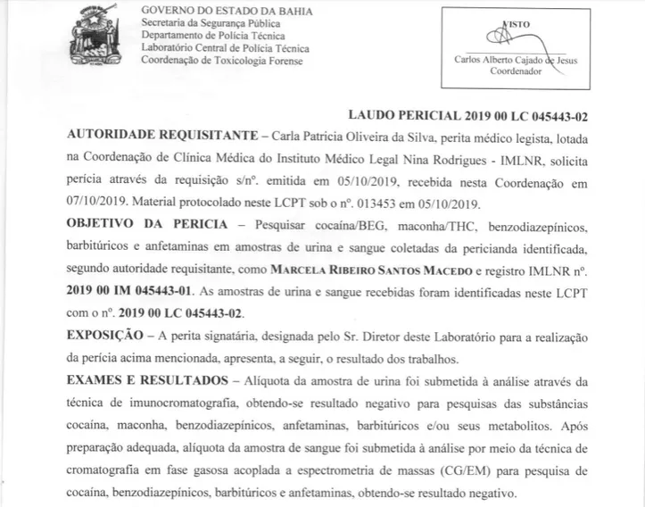 Imagem ilustrativa da imagem Exame em advogada não detecta álcool, mas MP aponta DNA compatível com perfil do acusado