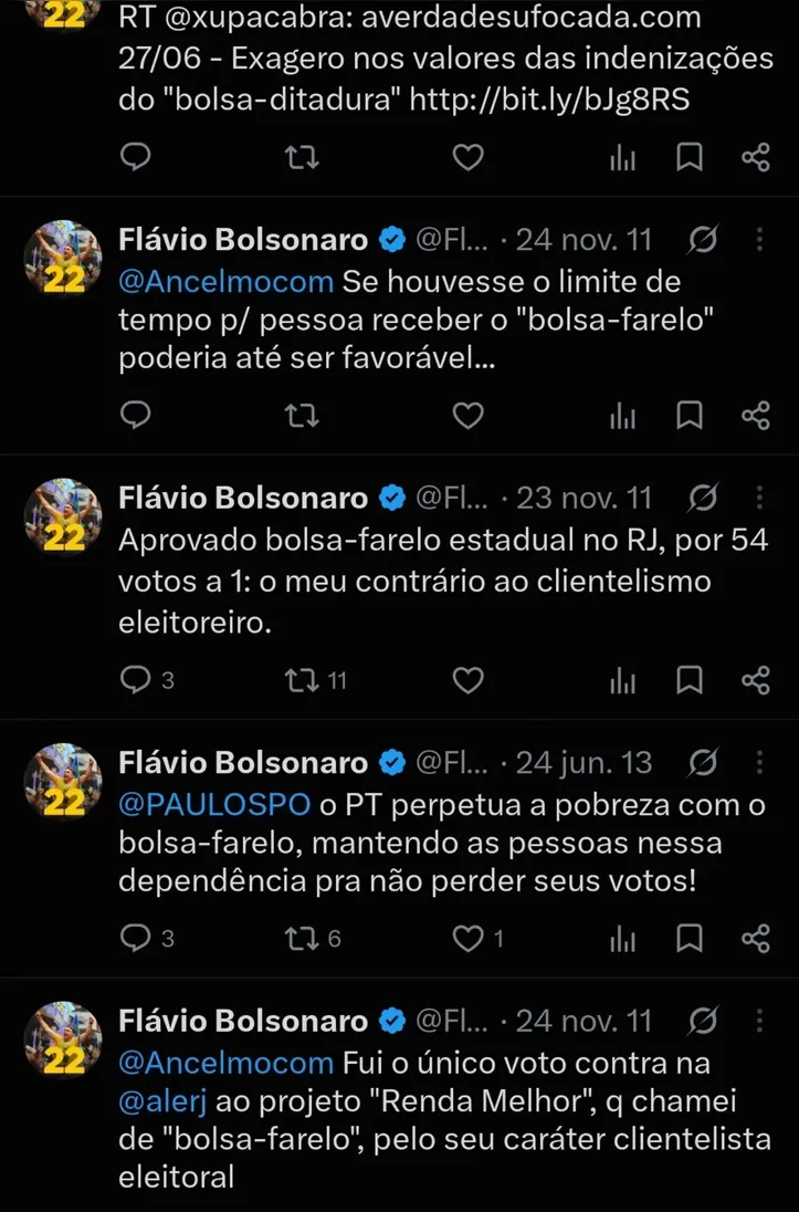 Imagem ilustrativa da imagem Flávio Bolsonaro já chamou Bolsa Família de “esmola” e atacou benefícios