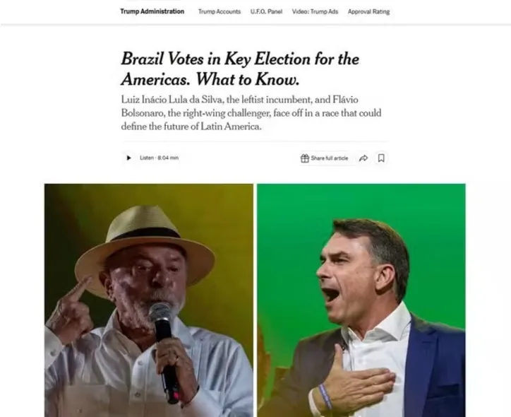 “The New York Times" falando sobre as eleições