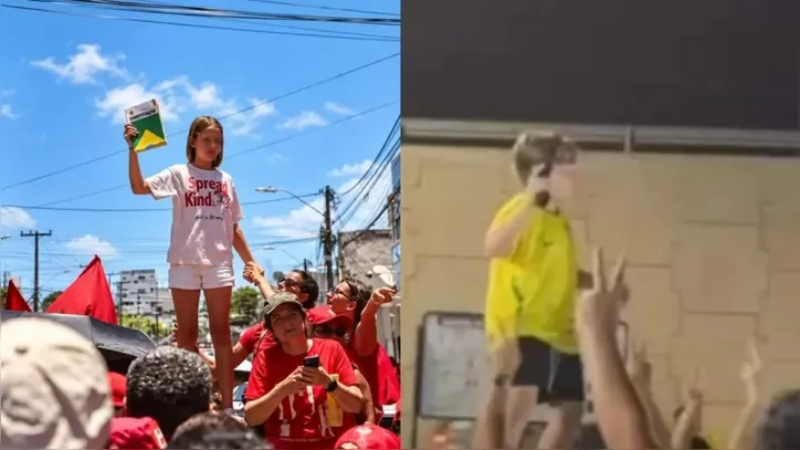 Foto de criança segurando Constituição em ato lulista foi comparada à foto de outra criança segurando uma arma