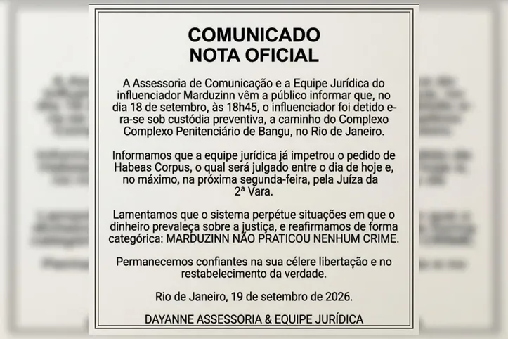 Imagem ilustrativa da imagem Influenciador é detido após rumores sobre filha de Virginia