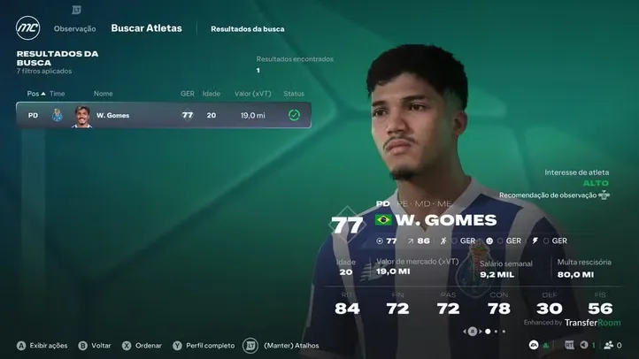 William Gomes no EA FC 27