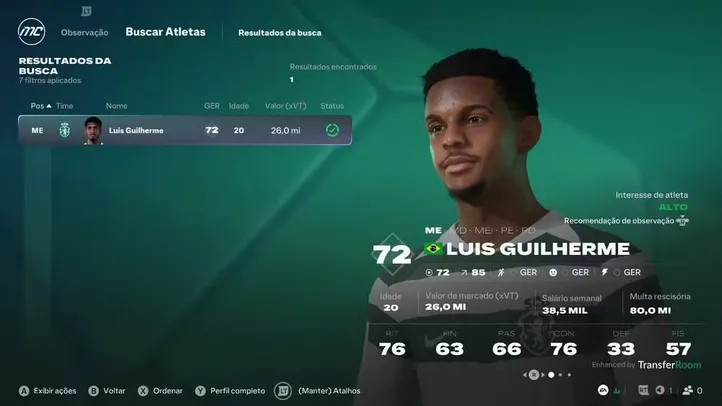 Luis Guilherme no EA FC 27