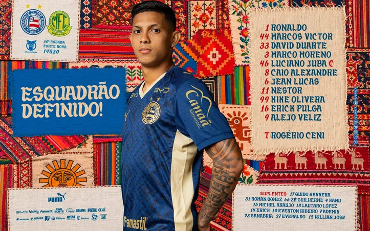 Escalação do Bahia para enfrentar o Mirassol
