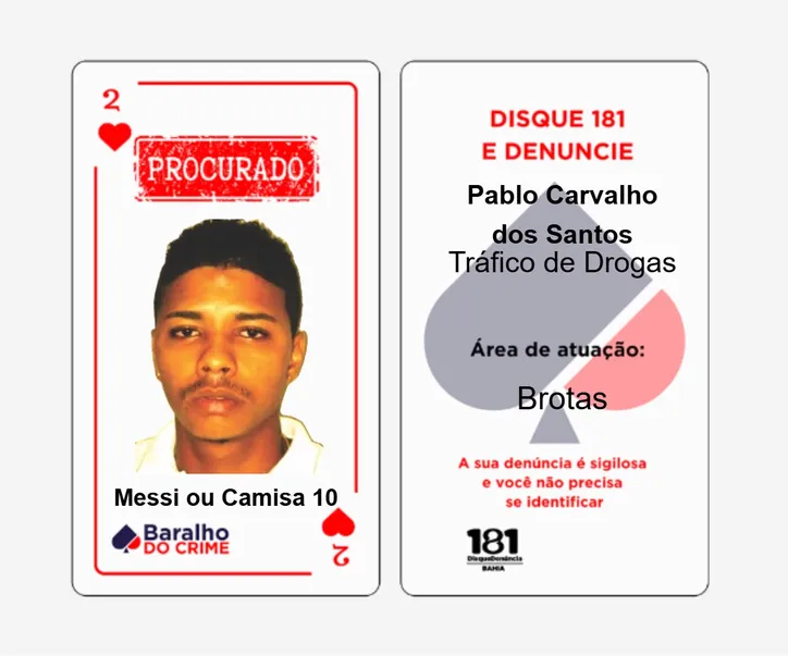 Criminoso é um dos mais procurados da Bahia e integra o Baralho do Crime da SSP-BA