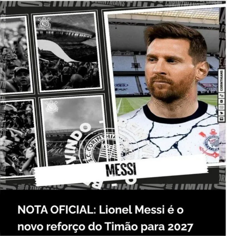 Anúncio falso de Messi no Corinthians