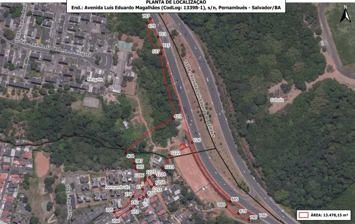 Imagens via satelite da área desapropriada pela prefeitura