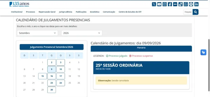 Publicação do site do STF