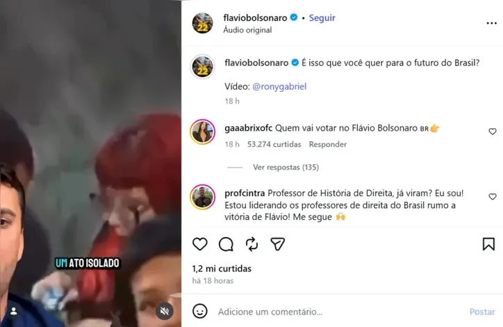 Flávio Bolsonaro compartilha conteúdo enganoso nas redes sociais