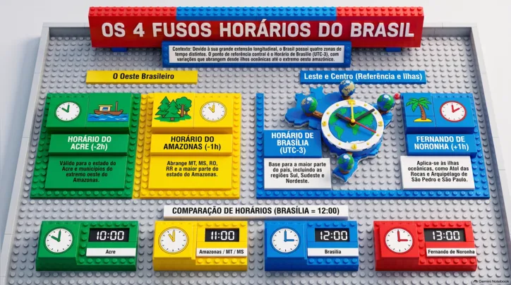 Veja quais são os 4 fusos horários do Brasil