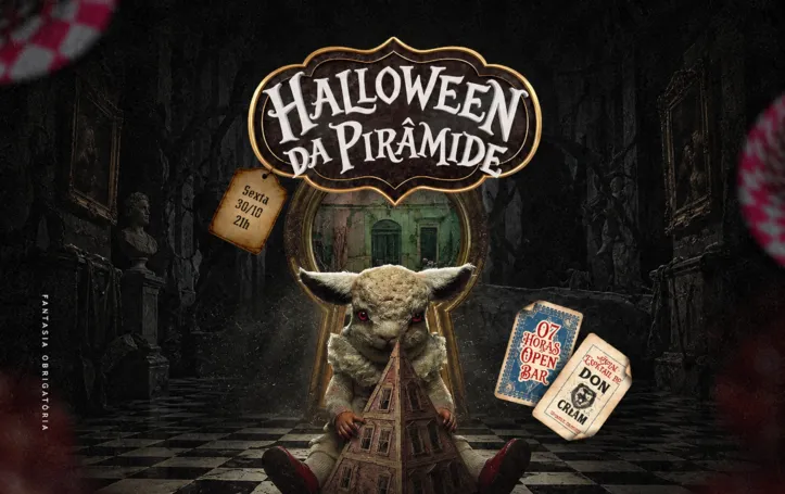 Halloween da Pirâmide reúne DJs, três pistas de dança e concurso de fantasias em festa temática no Rio Vermelho.