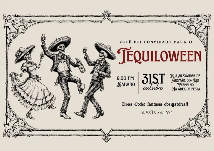 Tequiloween reúne funk e sucessos dos anos 2000 em festa temática de Halloween no Rio Vermelho.