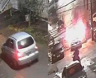 Motorista fica ferido após carro pegar fogo no Subúrbio